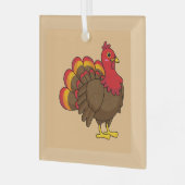 Schattigee Cartoon Turkije Glas Ornament (Voorkant links)