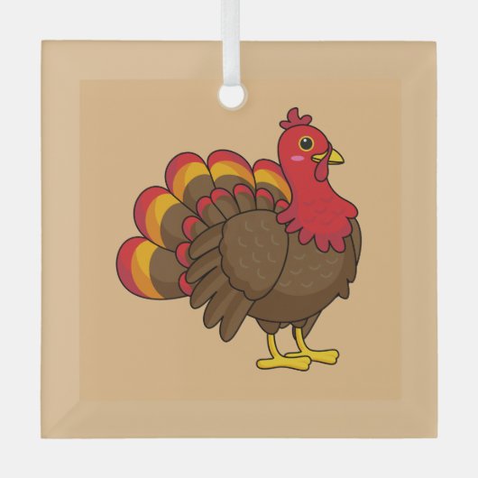 Schattigee Cartoon Turkije Glas Ornament (Voorkant)