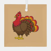 Schattigee Cartoon Turkije Glas Ornament (Achterkant)