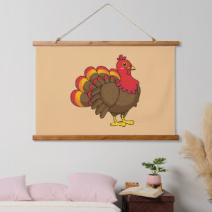 Schattigee Cartoon Turkije Hangend Wandkleed