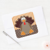 Schattigee Cartoon Turkije Happy Thanksgiving Stic Vierkante Sticker (Envelop)