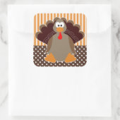 Schattigee Cartoon Turkije Happy Thanksgiving Stic Vierkante Sticker (Tas)