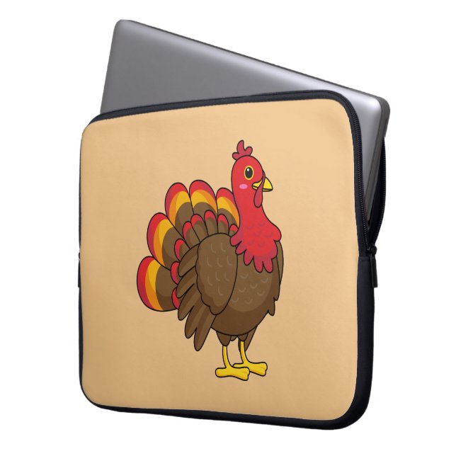 Schattigee Cartoon Turkije Laptop Sleeve (Voorkant Links)