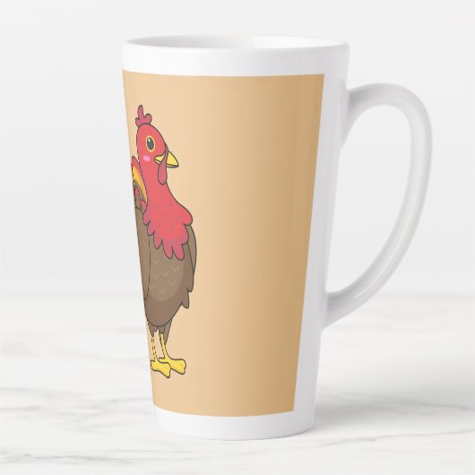 Schattigee Cartoon Turkije Latte Mok (Rechts)