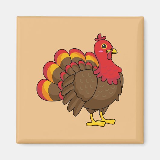 Schattigee Cartoon Turkije Magneet (Voorkant)