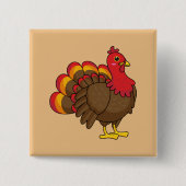 Schattigee Cartoon Turkije Vierkante Button 5,1 Cm (Voorkant)