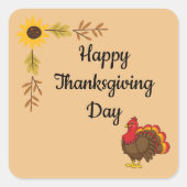 Schattigee Cartoon Turkije Vierkante Sticker (Voorkant)