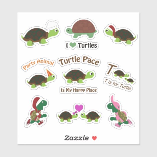 Schattigee Cartoon Turtles Sticker Set (Vel)