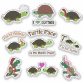 Schattigee Cartoon Turtles Sticker Set (Voorkant)