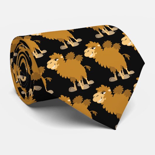 Schattigee Cartoon Two-Humped Camel Stropdas (Opgerold)