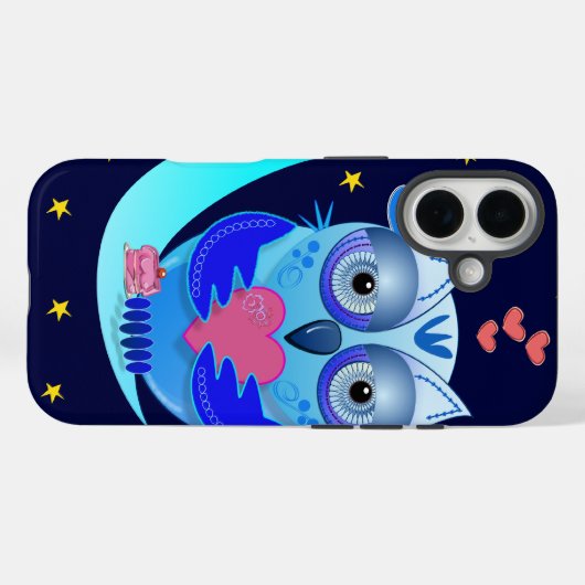 Schattigee cartoon uil in liefde hoesje (Achterkant (horizontaal))