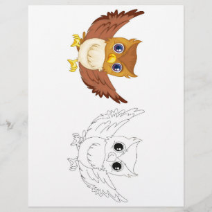Schattigee Cartoon Uil kleurplaat voor kinderen Flyer