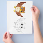 Schattigee Cartoon Uil kleurplaat voor kinderen Flyer (Hand)