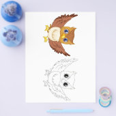 Schattigee Cartoon Uil kleurplaat voor kinderen Flyer (Enkel)