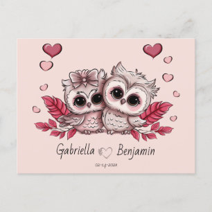 Schattigee Cartoon Uil Liefhebbers Hart Valentijn' Briefkaart
