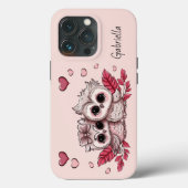 Schattigee Cartoon Uil Liefhebbers Hart Valentijn' Case-Mate iPhone Case (Achterkant)