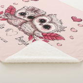 Schattigee Cartoon Uil Liefhebbers Hart Valentijn' Sherpa Deken (3/4)