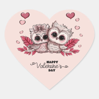 Schattigee Cartoon Uil Liefhebbers Hart Valentijn' Sticker