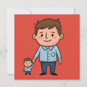 Schattigee Cartoon Vader & Zoon Happy Vaderdag Kaart