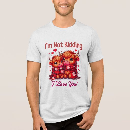 Schattigee cartoon valentijnen Highland koe Tri-Blend Shirt (Voorkant)