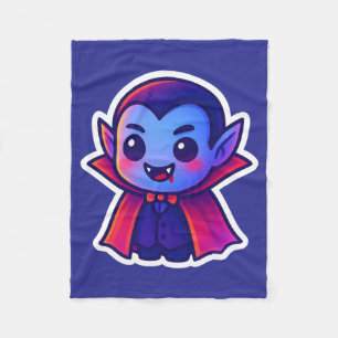Schattigee Cartoon Vampier met Red Cape en Blue Sk Fleece Deken