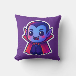 Schattigee Cartoon Vampier met Red Cape en Blue Sk Kussen