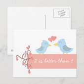 Schattigee cartoon van een verliefde blauwe vogel briefkaart (Voorkant / Achterkant)