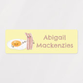 Schattigee cartoon van eieren en spek gepersonalis labels (Design 2)