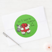 Schattigee Cartoon van kerstschapen Ronde Sticker (Envelop)
