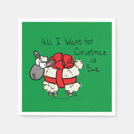 Schattigee Cartoon van kerstschapen Servet (Voorkant)