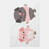 Schattigee Cartoon Varkens Op Een Wandeling Keuken Theedoek (Verticaal)