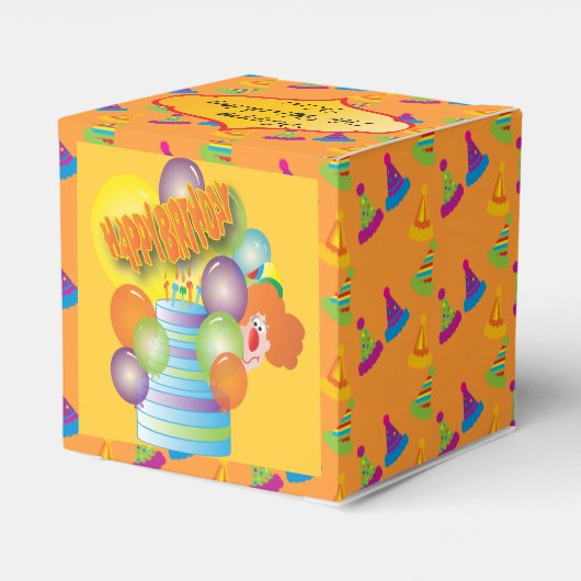 Schattigee Cartoon Verjaardagsfeestje Clown Bedankdoosjes (Achterkant)