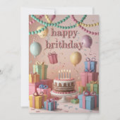 Schattigee Cartoon verjaardagsfeestje scene Kaart (Voorkant)