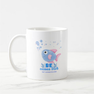 Schattigee cartoon vis met roze vinnen en bubble C Koffiemok