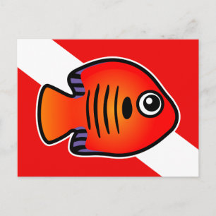 Schattigee Cartoon Vlam Angelfish Duikvlag Briefkaart