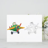 Schattigee Cartoon vliegtuig kleurplaat (Staand voorkant)