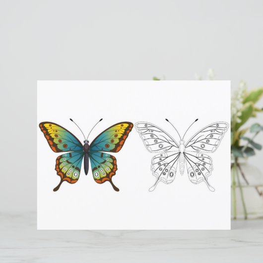 Schattigee Cartoon vlinder kleurplaat (Staand voorkant)