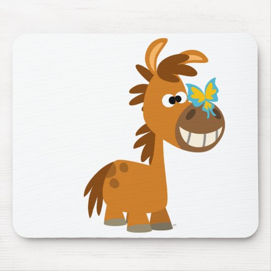 Schattigee Cartoon vlinder Pony mousepad Muismat (Voorkant)