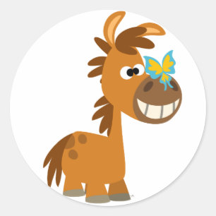 Schattigee Cartoon Vlinder Pony Sticker