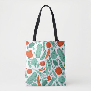 Schattigee Cartoon voedsel: levendige groentepatro Tote Bag