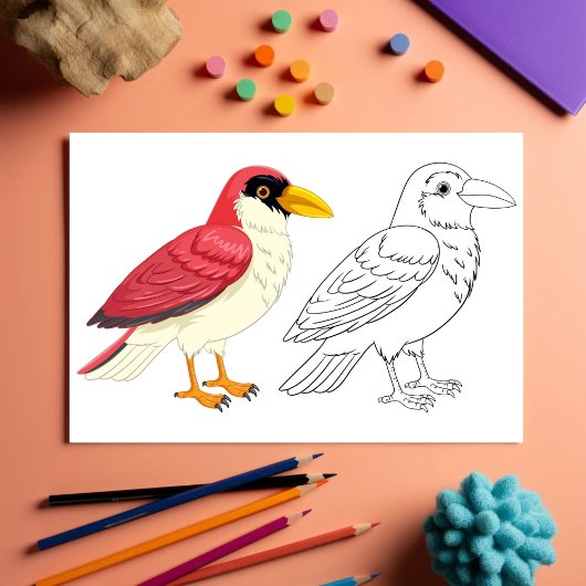 Schattigee Cartoon vogel kleurplaat Flyer