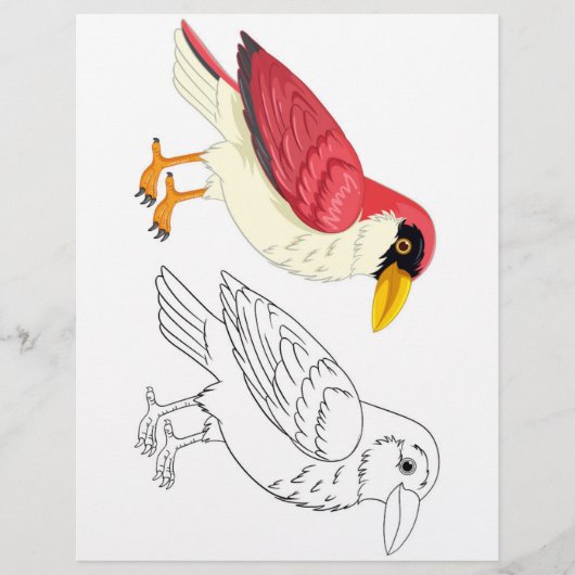 Schattigee Cartoon vogel kleurplaat Flyer (Voorkant)