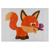 Schattigee Cartoon vos en vlinder snijplank (Voorkant)