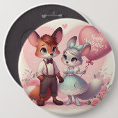 Schattigee cartoon vossen Valentijnsdag Ronde Button 6,0 Cm (Voorkant /achterkant)