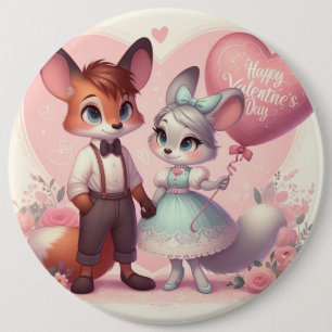 Schattigee cartoon vossen Valentijnsdag Ronde Button 6,0 Cm