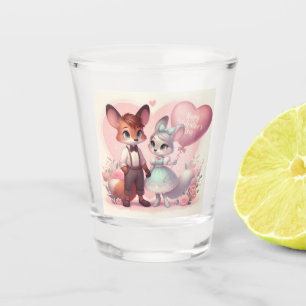 Schattigee cartoon vossen Valentijnsdag Shot Glas