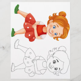 Schattigee Cartoon vrolijke meisje kleurplaat Flyer