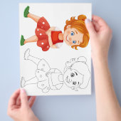 Schattigee Cartoon vrolijke meisje kleurplaat Flyer (Hand)