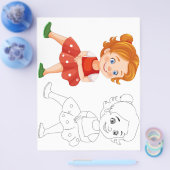 Schattigee Cartoon vrolijke meisje kleurplaat Flyer (Enkel)