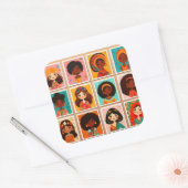 Schattigee cartoon vrouwen van kleur sticker (Envelop)